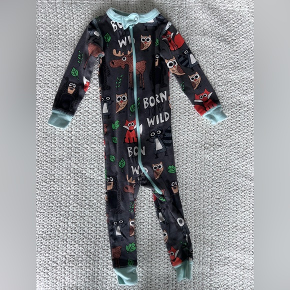 12 month footless pyjama/romper with forest creature print - Picture 1 of 2